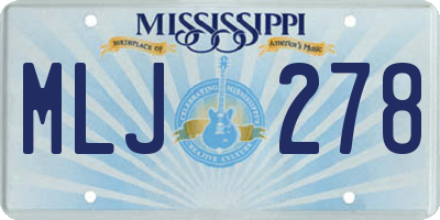 MS license plate MLJ278