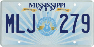 MS license plate MLJ279