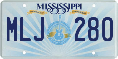 MS license plate MLJ280