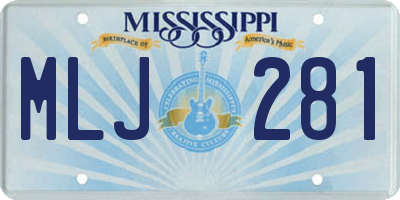 MS license plate MLJ281