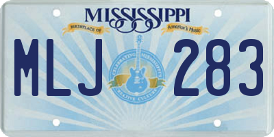 MS license plate MLJ283