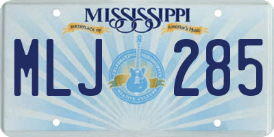 MS license plate MLJ285
