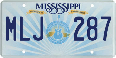 MS license plate MLJ287