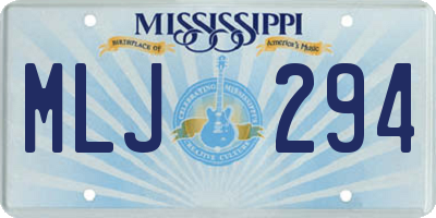 MS license plate MLJ294