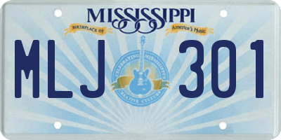 MS license plate MLJ301