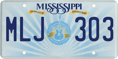 MS license plate MLJ303