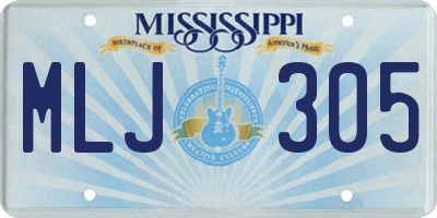 MS license plate MLJ305