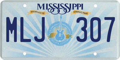 MS license plate MLJ307