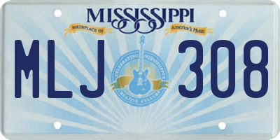 MS license plate MLJ308
