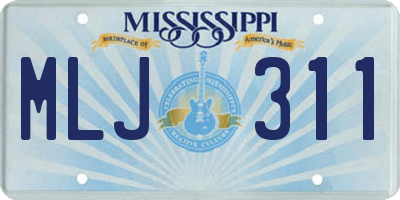 MS license plate MLJ311