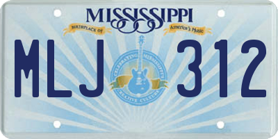 MS license plate MLJ312