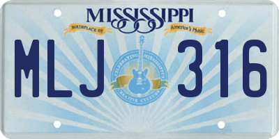 MS license plate MLJ316