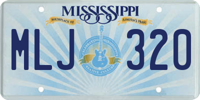 MS license plate MLJ320