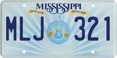 MS license plate MLJ321
