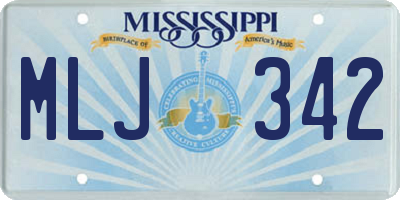 MS license plate MLJ342