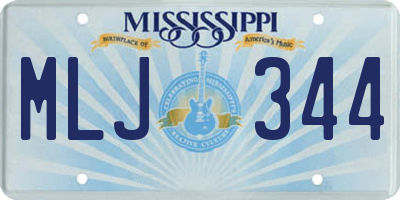 MS license plate MLJ344