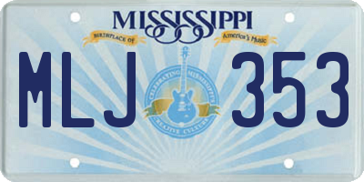 MS license plate MLJ353