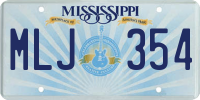 MS license plate MLJ354