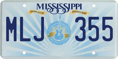 MS license plate MLJ355