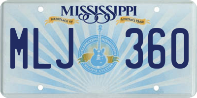 MS license plate MLJ360
