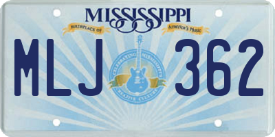 MS license plate MLJ362