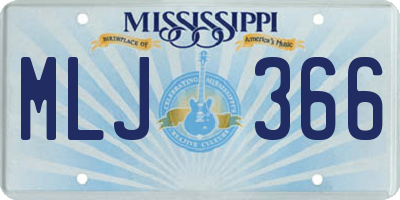 MS license plate MLJ366