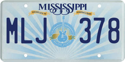 MS license plate MLJ378