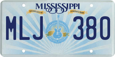 MS license plate MLJ380