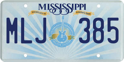 MS license plate MLJ385