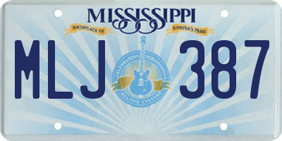 MS license plate MLJ387