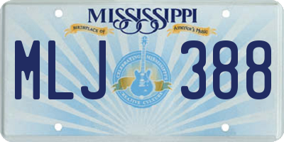 MS license plate MLJ388