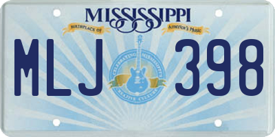 MS license plate MLJ398