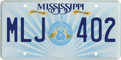 MS license plate MLJ402