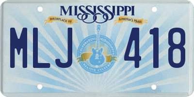 MS license plate MLJ418