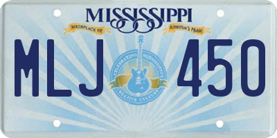 MS license plate MLJ450