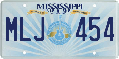 MS license plate MLJ454