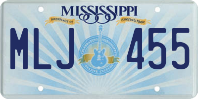 MS license plate MLJ455