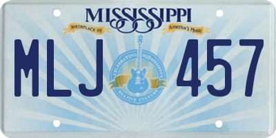 MS license plate MLJ457