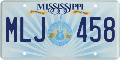 MS license plate MLJ458