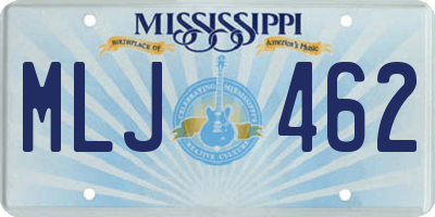 MS license plate MLJ462