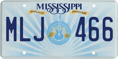 MS license plate MLJ466