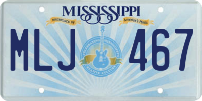 MS license plate MLJ467
