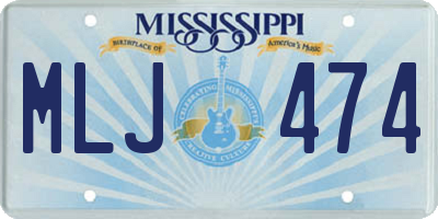 MS license plate MLJ474