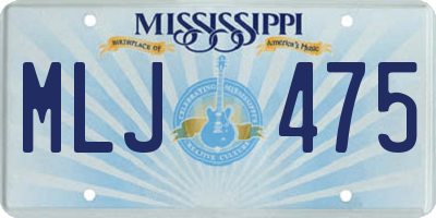 MS license plate MLJ475