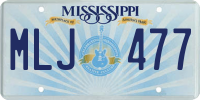 MS license plate MLJ477