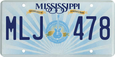 MS license plate MLJ478