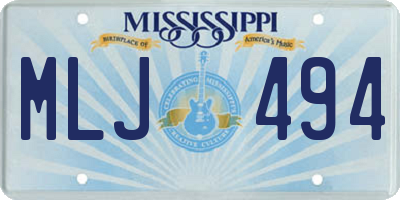 MS license plate MLJ494