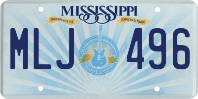 MS license plate MLJ496