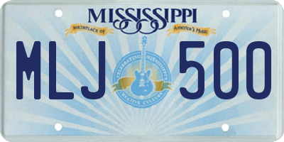 MS license plate MLJ500