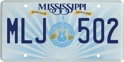 MS license plate MLJ502